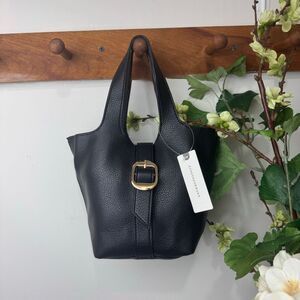 Anthropologie Pebbled Mini Bucket Tote Black Polyurethane NWT Mini Bucket Bag